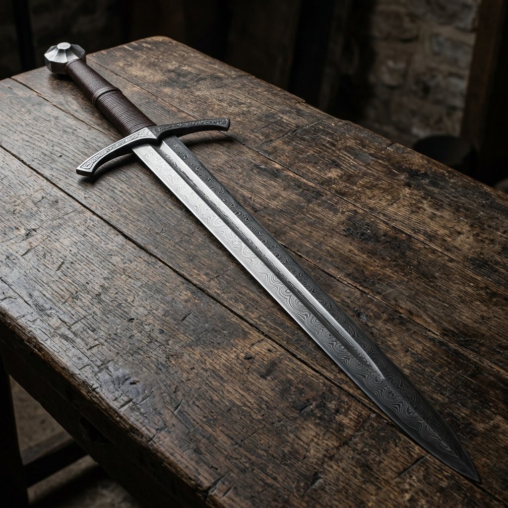Highlander Medieval Hand-and-a-Half Damascus Sword